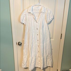 White Eyelet Button-Down Dress